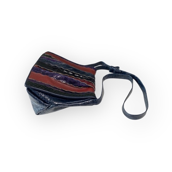 Vintage: Sharif ♕ Rainbow Snakeskin Leather Patchwork Crossbody Bag Handbag ♕ - Picture 9 of 16